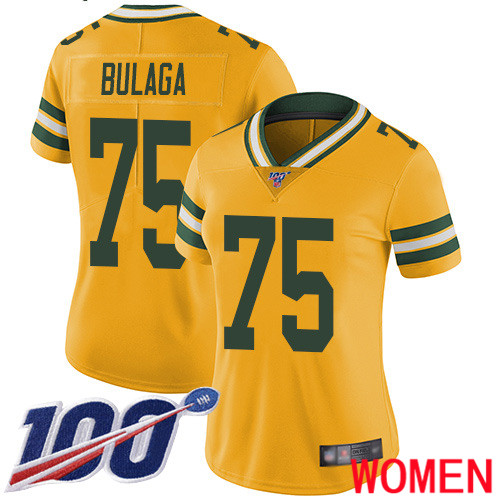 Green Bay Packers Limited Gold Women #75 Bulaga Bryan Jersey Nike NFL 100th Season Rush Vapor Untouchable->youth nfl jersey->Youth Jersey